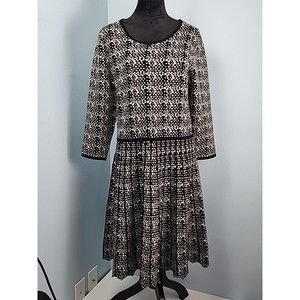 NEW Just Taylor Dress White Black Knit Sweater Dress Fit and Flare Stretch XL